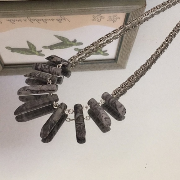 $49 SALE Handmade Snowflake Obsidian Statement Necklace Textured Chain Boho - Picture 5 of 6